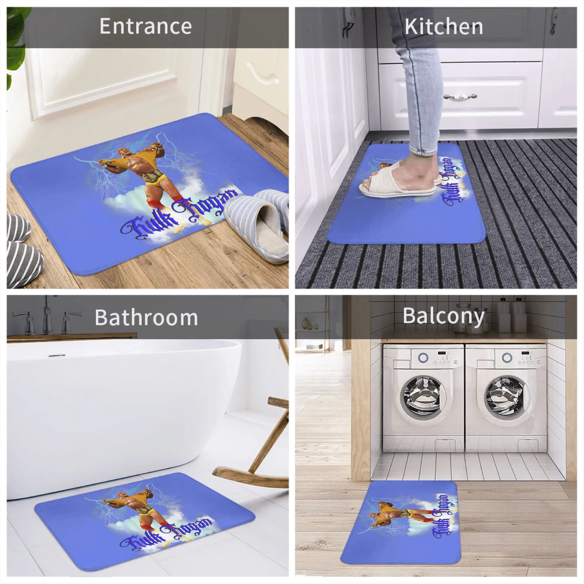 1pc Hulk Hogan 008 Back Printed Bathroom Mat Perfect for Home Entry Bedroom and Bathroom Doors Easy To Clean Hand Wash Only