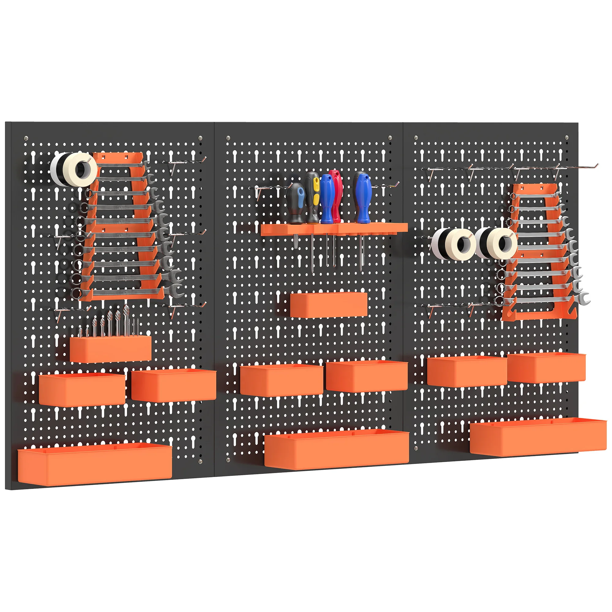 Homcom Wand-toolsorganizer 33-teilig 120x60 cm black and Orange