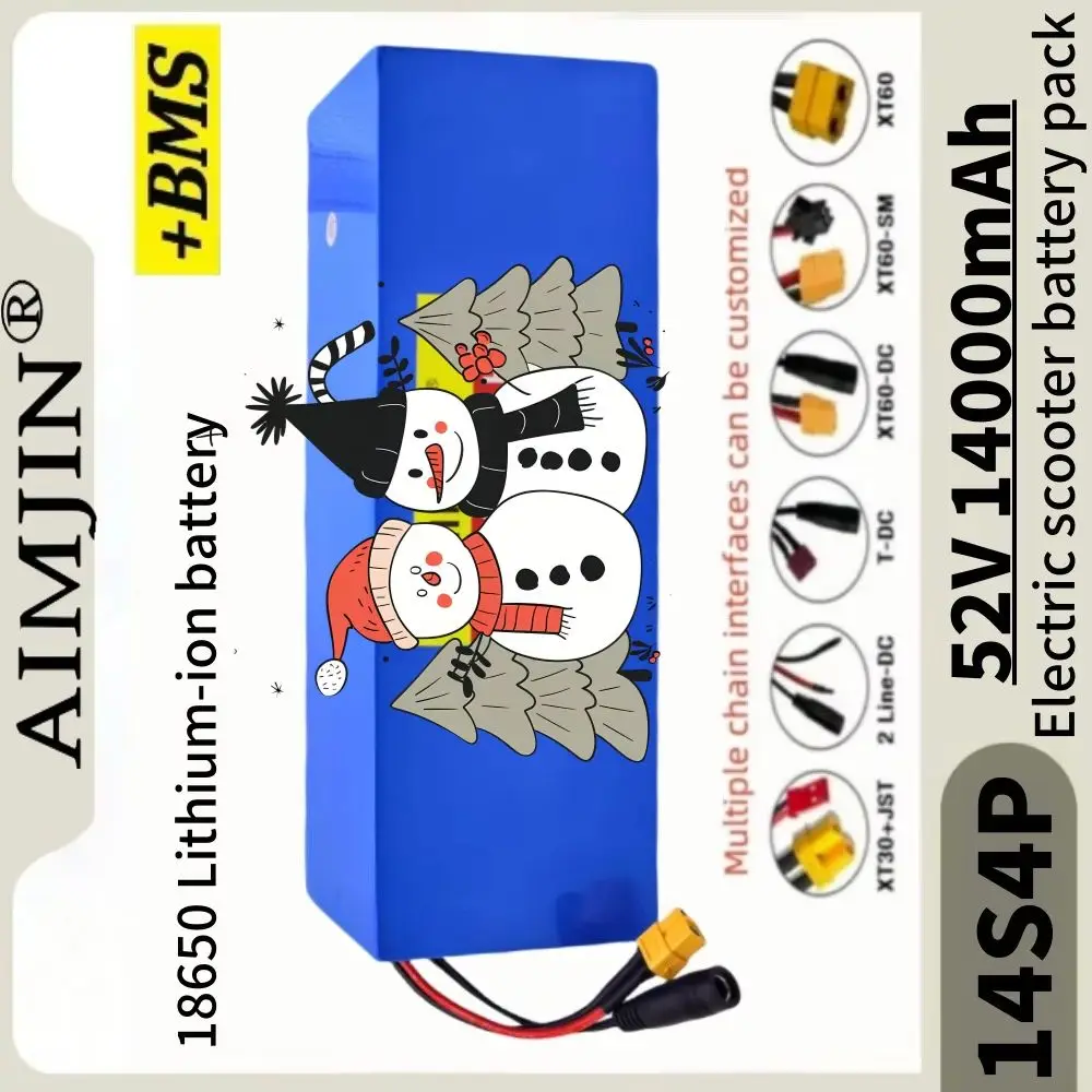 18650 High Capacity 14000mah 1500W Lithium Battery 52V with BMS for Balance Car Bike Scooter Tricycle - 14S4P Configuration
