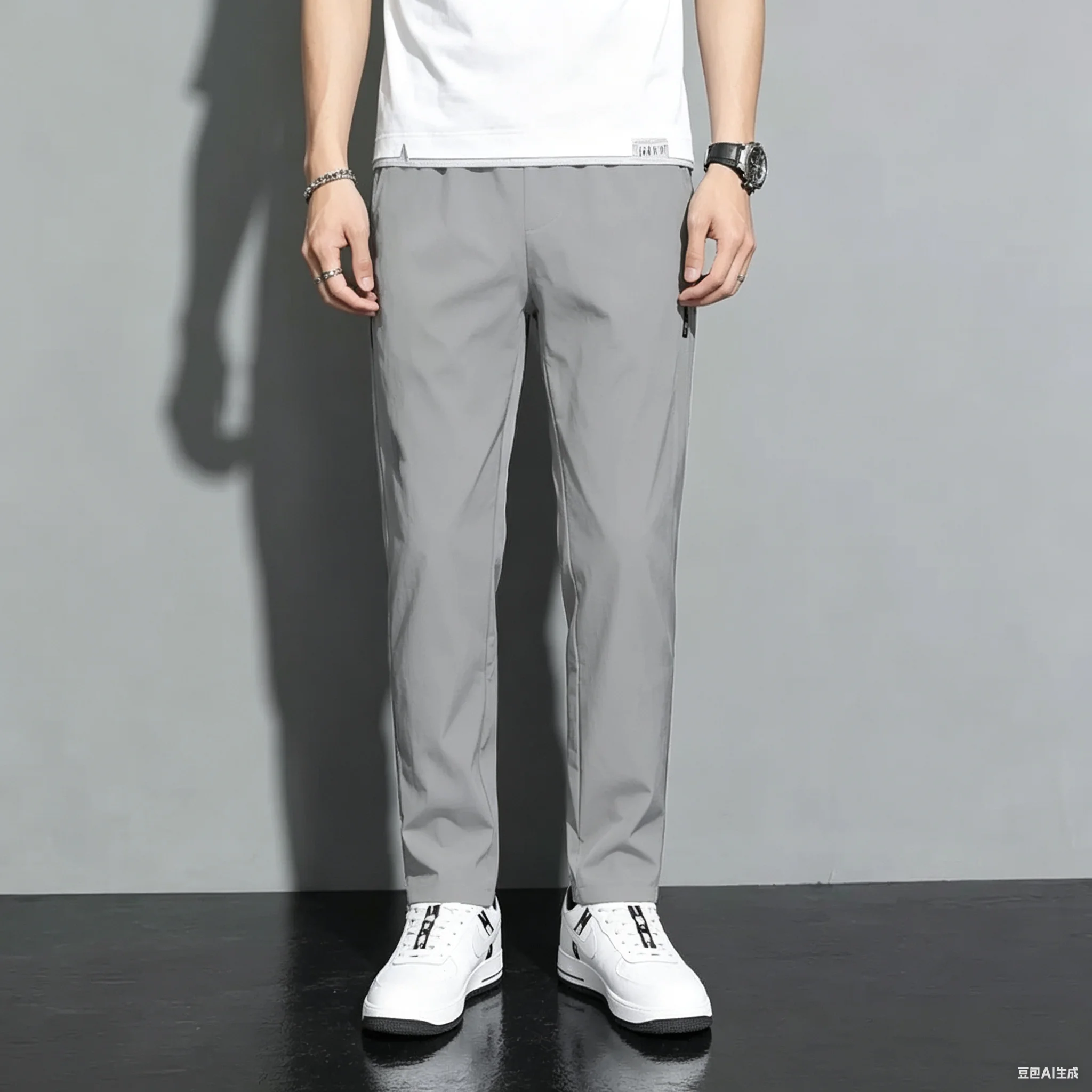 Summer Outdoor Sports Pants For Men Ice Silk Quick Dry Slim Straight Business Trousers