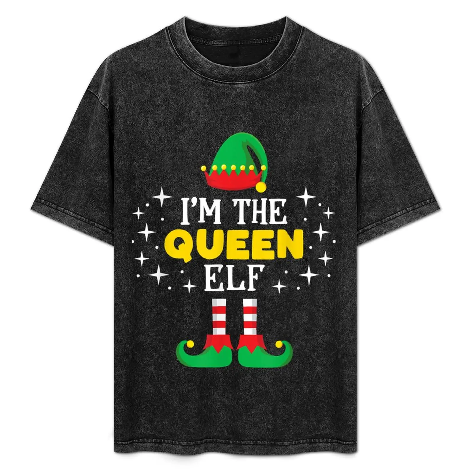 

I'm The Queen Elf T Shirt Funny Xmas Family Matching Group T-Shirt Basic All Season Solid T-Shirt