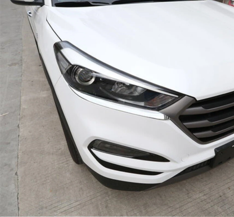 Chrome Headlights Eyebrow Eyelids Cover Trim Car Styling For Hyundai Tucson 2015 2016 2017 2018 Exterior Accessories