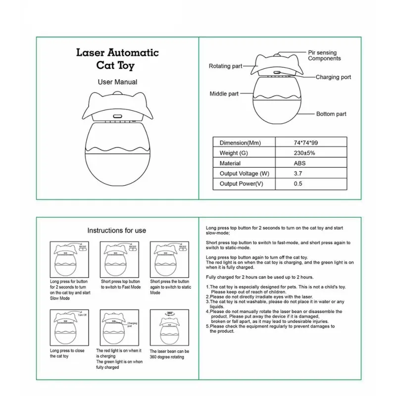 

Automatic Rotating Dinosaur Egg Cat - ABS Material, Non-Tipping