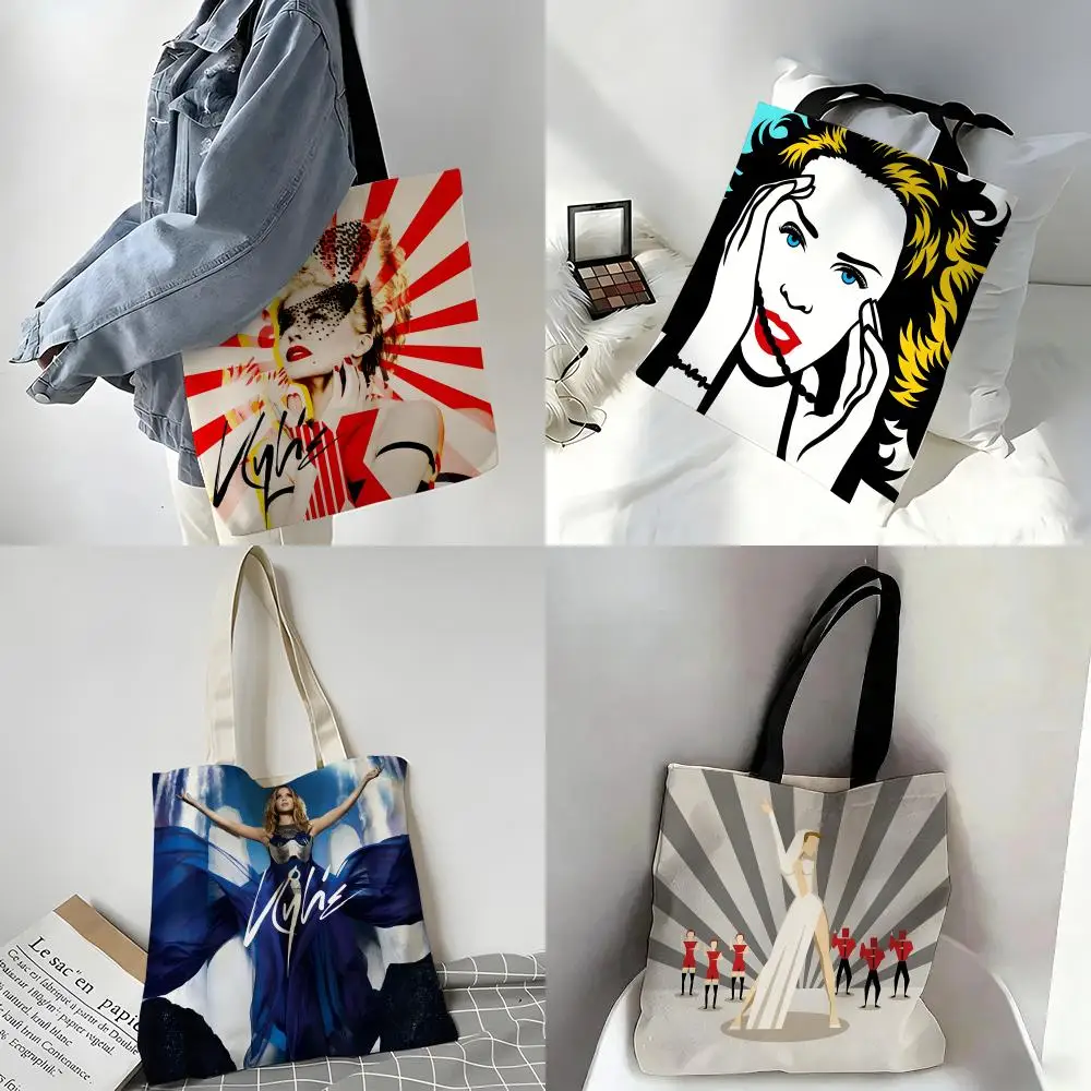 Bolsas de almacenamiento, bolso de lona grande, bolsos de diseñador para mujer, bolsas de compras para compras, Kylie Minogue