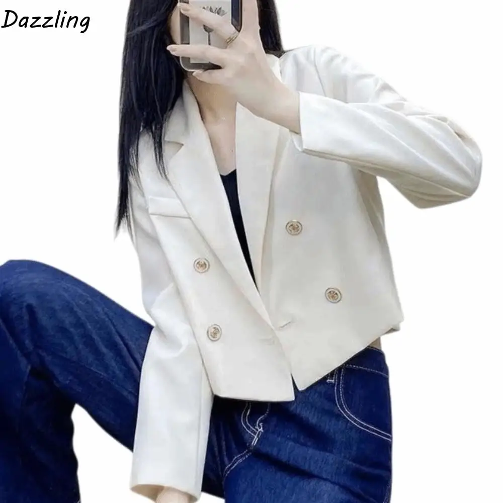 

Casual Korean Suit Jacket Loose Long Sleeve Suit Coat Women Suit Outfit College Clothes Short Office Blazer Spring Autumn