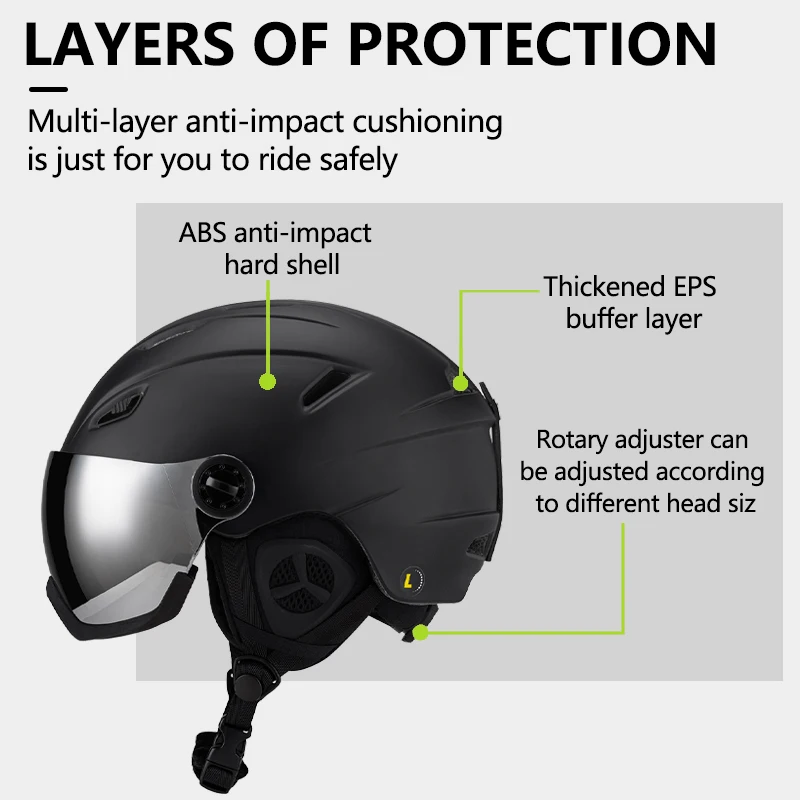 Horntour nuevo casco de esquí antiimpacto ciclismo esquí Snowboard casco deportivo con gafas antiniebla casco de seguridad para deportes al aire libre para adultos