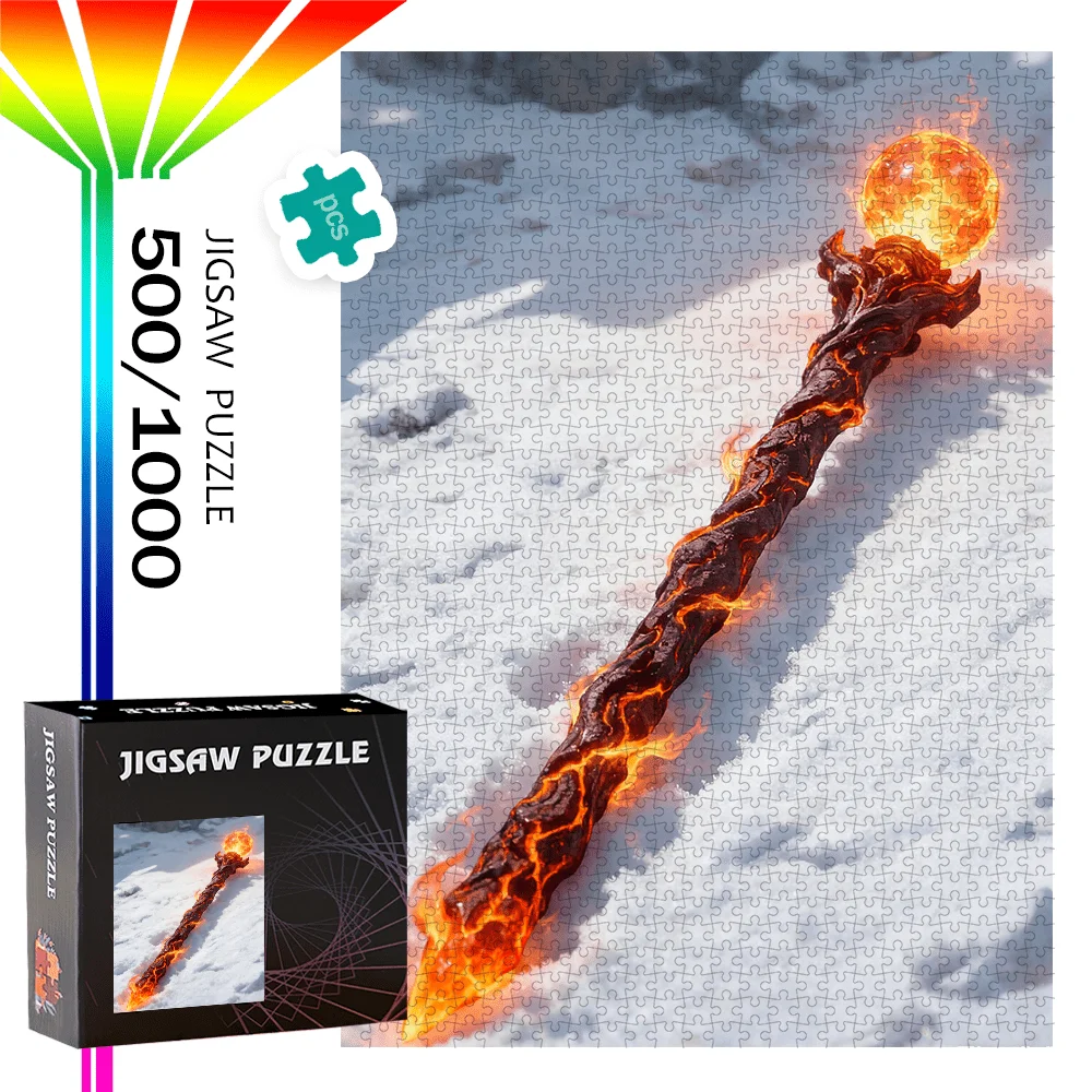 500-teiliges oder 1000-teiliges Puzzle mit Schmelz-Lava-Themenstab – tragbare Zwischenauffforderung, geeignet für s &, / Weihnachten/ Spiele, Mel