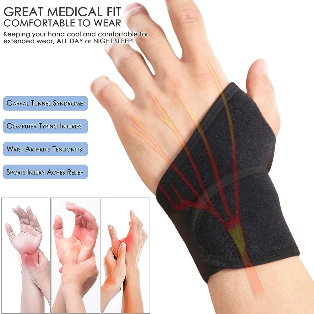 1Pcs Wrist Support Braces Sports Exercises Training Hands Protector Wrist Wraps with Thumb Loops - Fits for Both Hands,Arthritis