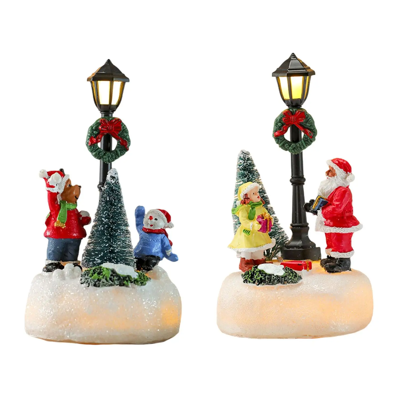 

Christmas Village Scene Lamp Post Figurine,Collection, Resin Statues,Indoor Decor,Tabletop for Table Decor Decorative Light up
