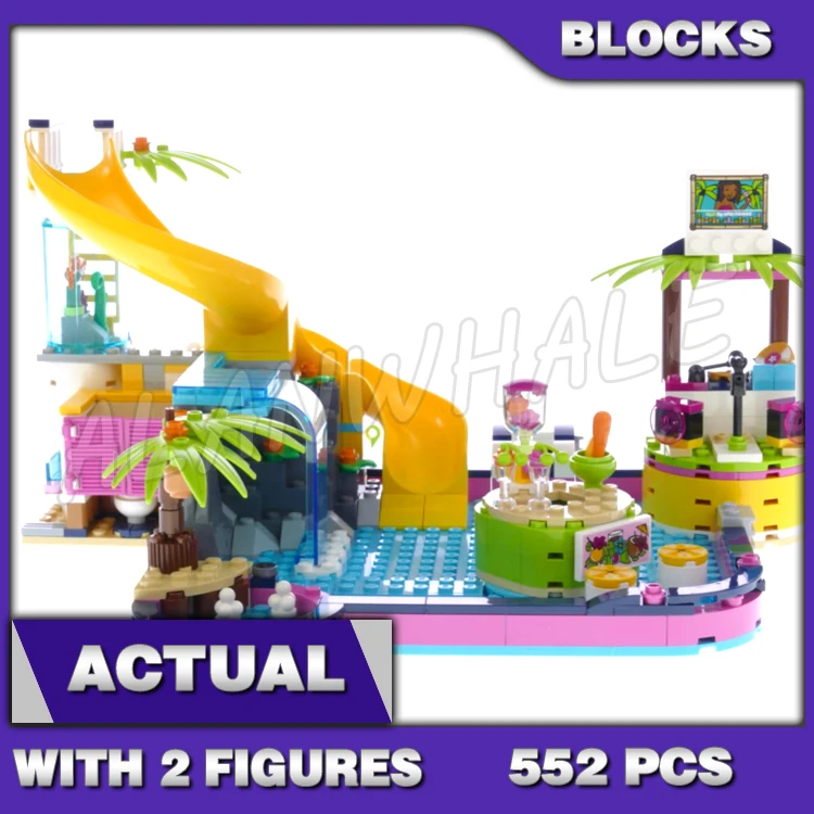 

552 шт., вечеринка у бассейна Andrea, аквариумная горка, водопад, волновая машина 11380, строительные блоки, игрушки, совместимые с моделью