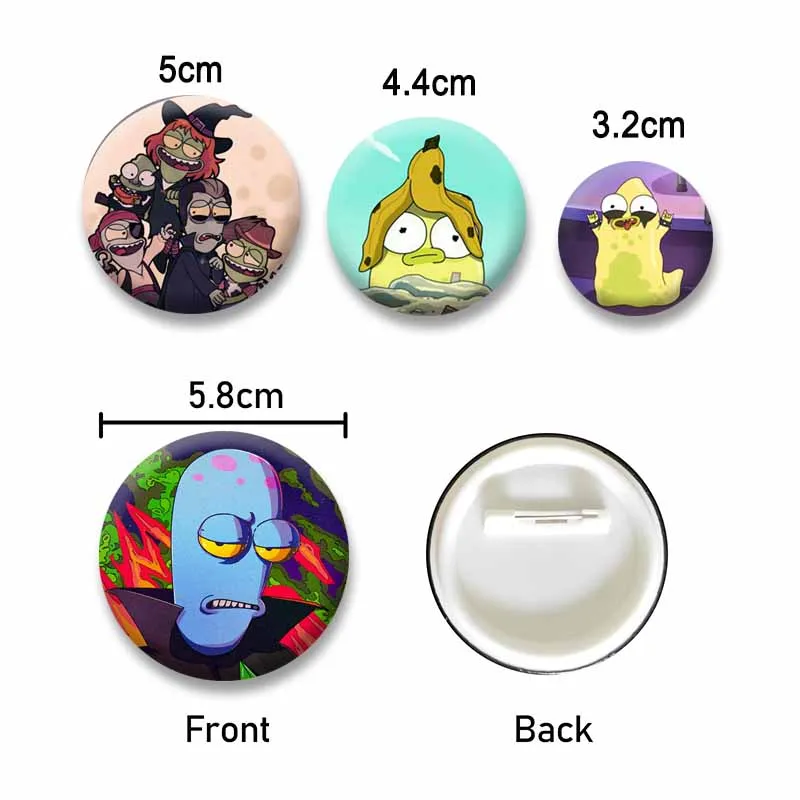 Funny Cartoon Figure Korvo Yumyulack Pupa Brooch Cute Anime Solar O-Opposites Button Pins Round Badge Backpack Clothes Ornament