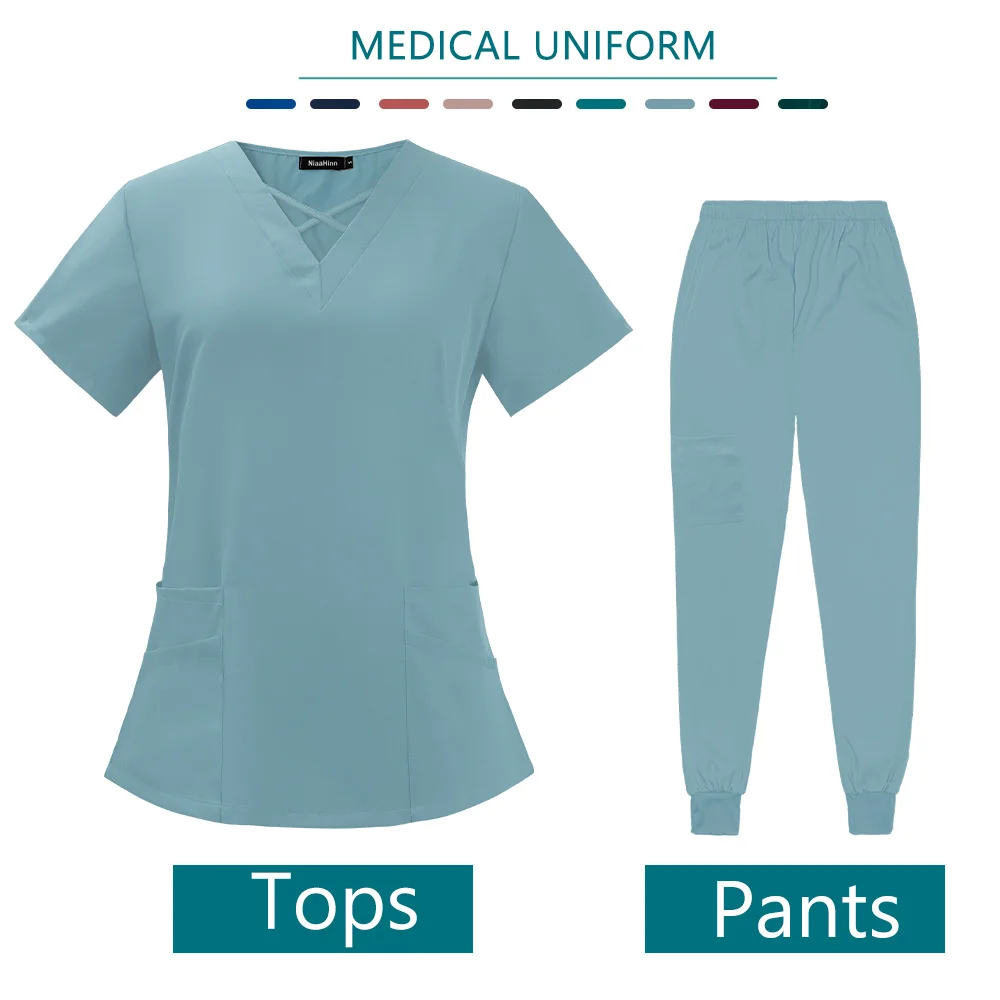 Medical Uniforms Women Scrubs Sets Nurse Accessories Hospital Scrub Tops Joggers Doctors Dental Beauty Spa Lab Workwear Clothes