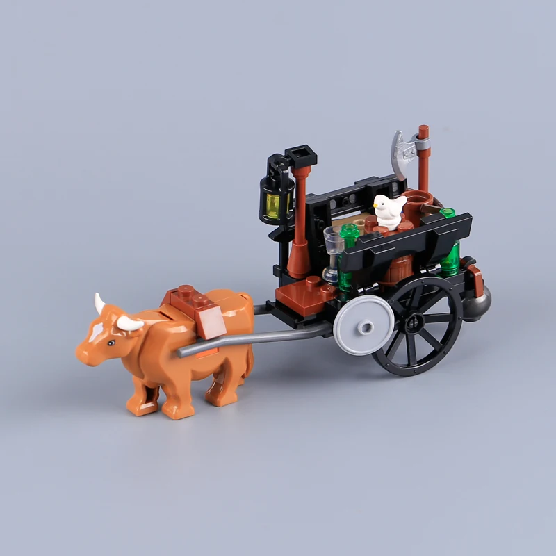MOC Medieval Castle Soldier Figures Carriage Building Blocks Military Wagon Horse Cart Knight Accessories War Chariot Bricks Toy