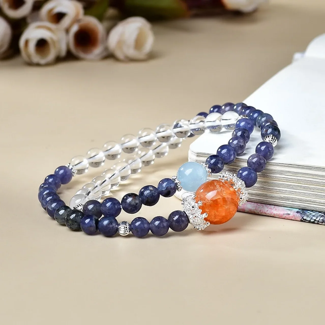 

Natural Amethyst Double Circle Bracelet Women's Light Luxury Fashion Retro Bracelet, Gift