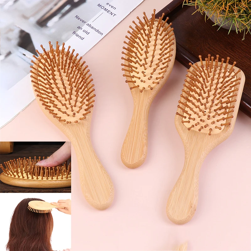 1Pc Hair Brush Women Massage Bamboo Combs Anti-Static Detangling Reduce Hair Loss Styling Tools