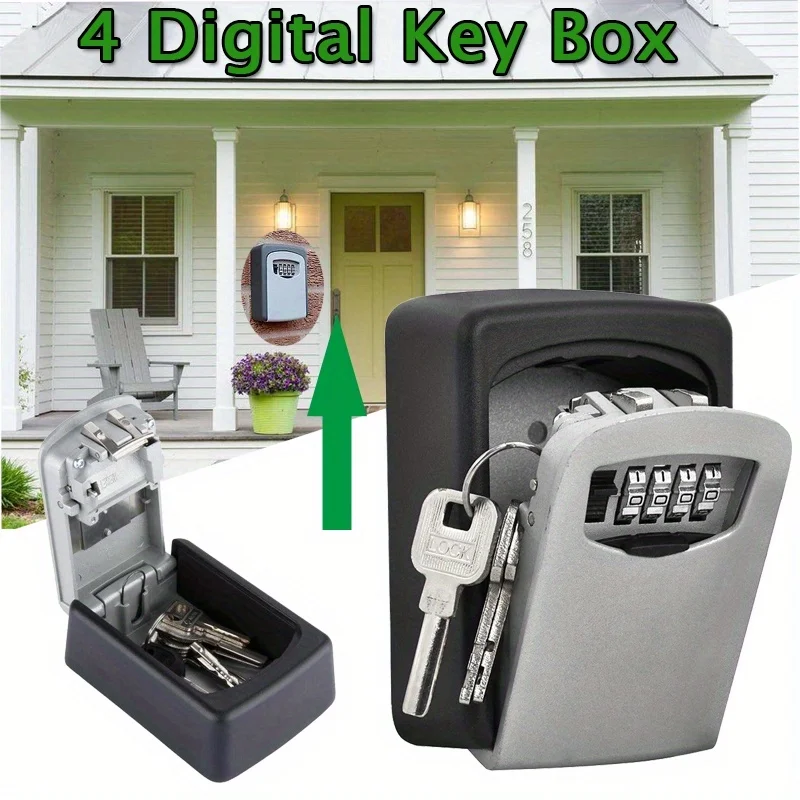 1pc Outdoor wall mounted secure Plastic password key box with Protective Cover,suitable for home/car/keys,Hotel,Travel Security