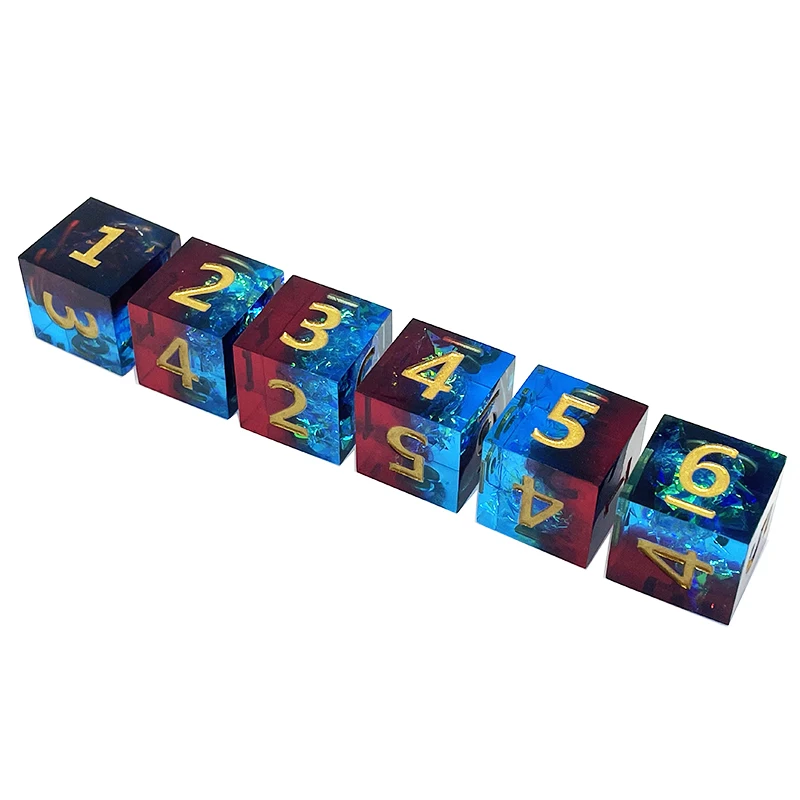 6PCS D6 resin digital dice set table decoration pieces Sharp Edge board game running group props DND Dice Toy RPG board game ent
