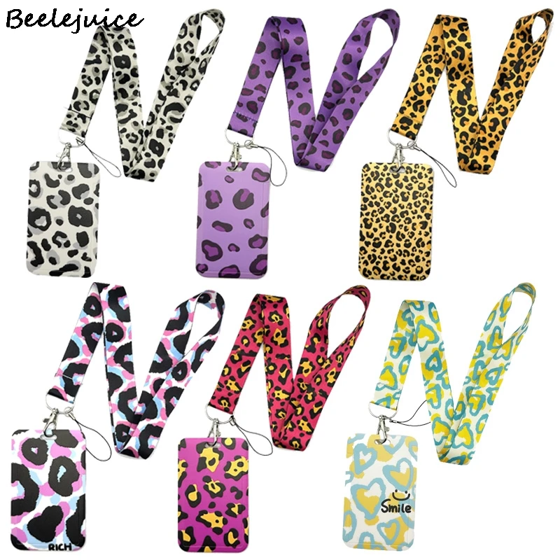 Leopard print Neck Strap Lanyards ID badge card holder keychain Mobile Phone Strap Gift Ribbon webbing necklace Gifts