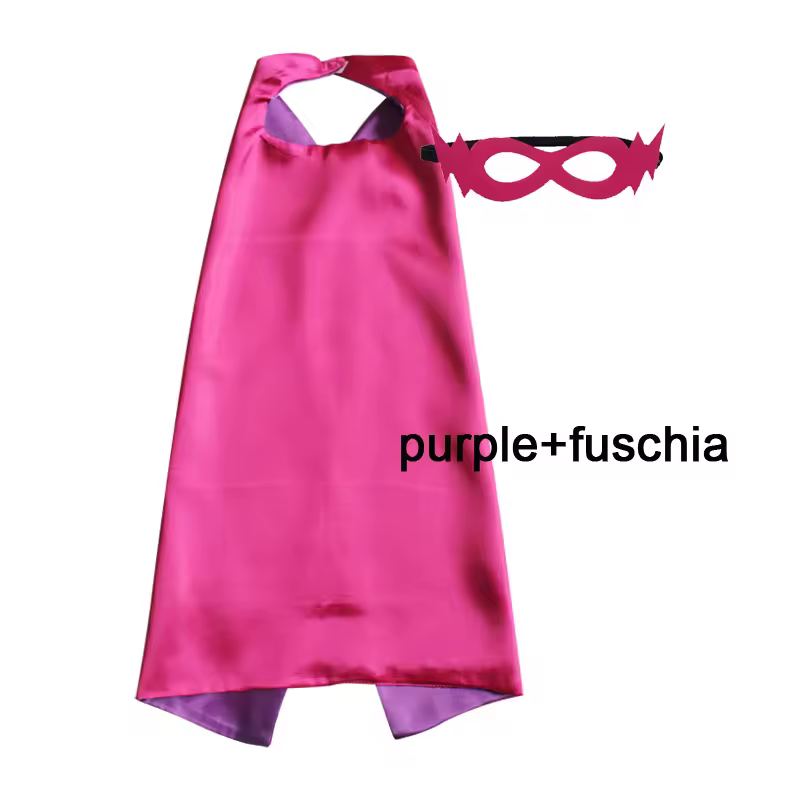 Superhero Capes with Mask REVERSIBLE Two Colored Child Cape Birthday Party Favor Satin Solid Capes Boys Girls Satin Capes - Image 25