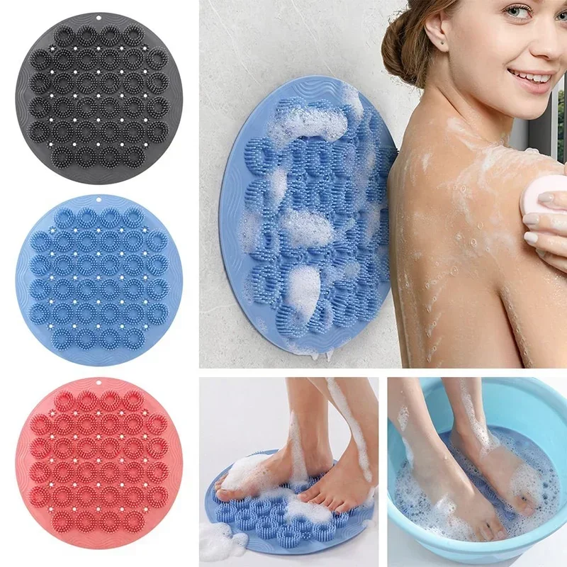 2025 Body Exfoliating Massage Brush Bathroom Non-slip Shower Mat Back Massage Brush Silicone Body Scrubber Cleaning Bath Supplie