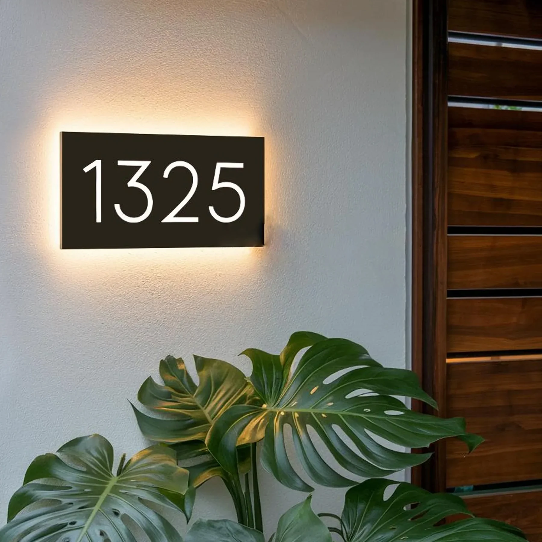 12 V Backlit Metal LED House Number Sign Custom Illuminated Address Plaque Personalized House Sign Front Door Modern House Sign