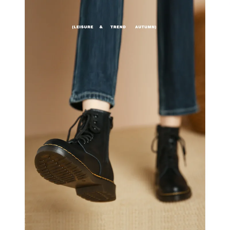 

Genuine leather Martin boots Women's autumn and winter vintage classic British style versatile casual thick sole single boot