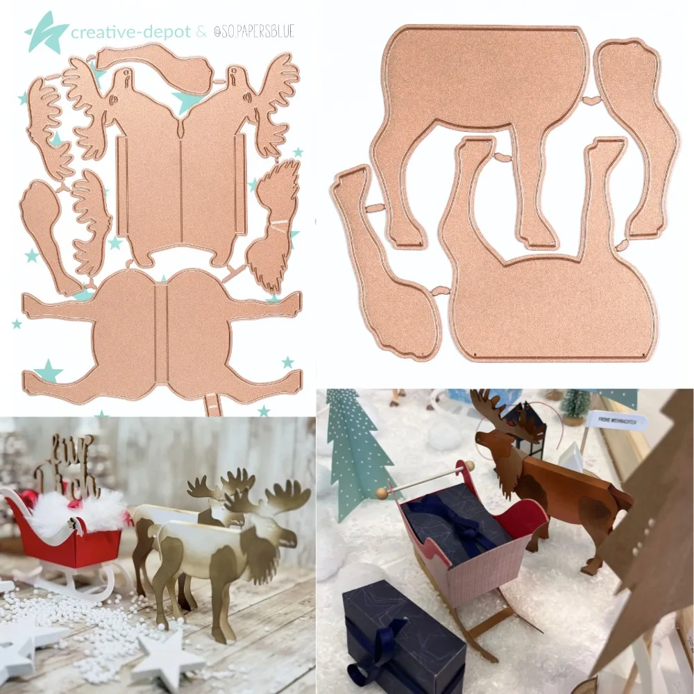 

Deer and Sled Metal cutting data slimline essentials scrapbooking card stencil cut die for DIY handmade card crafts for 2025 new