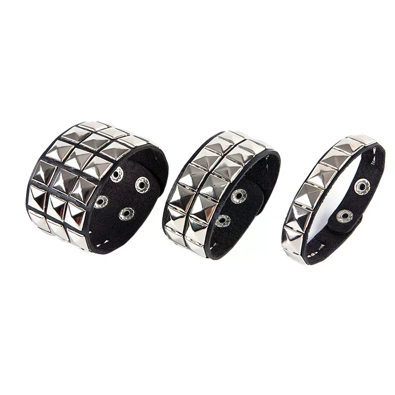 Unique Rivet Stud Wide Cuff Punk Gothic Rock Unisex Bangle Bracelet, Men Jewelry With Bold Design For Daily Wear