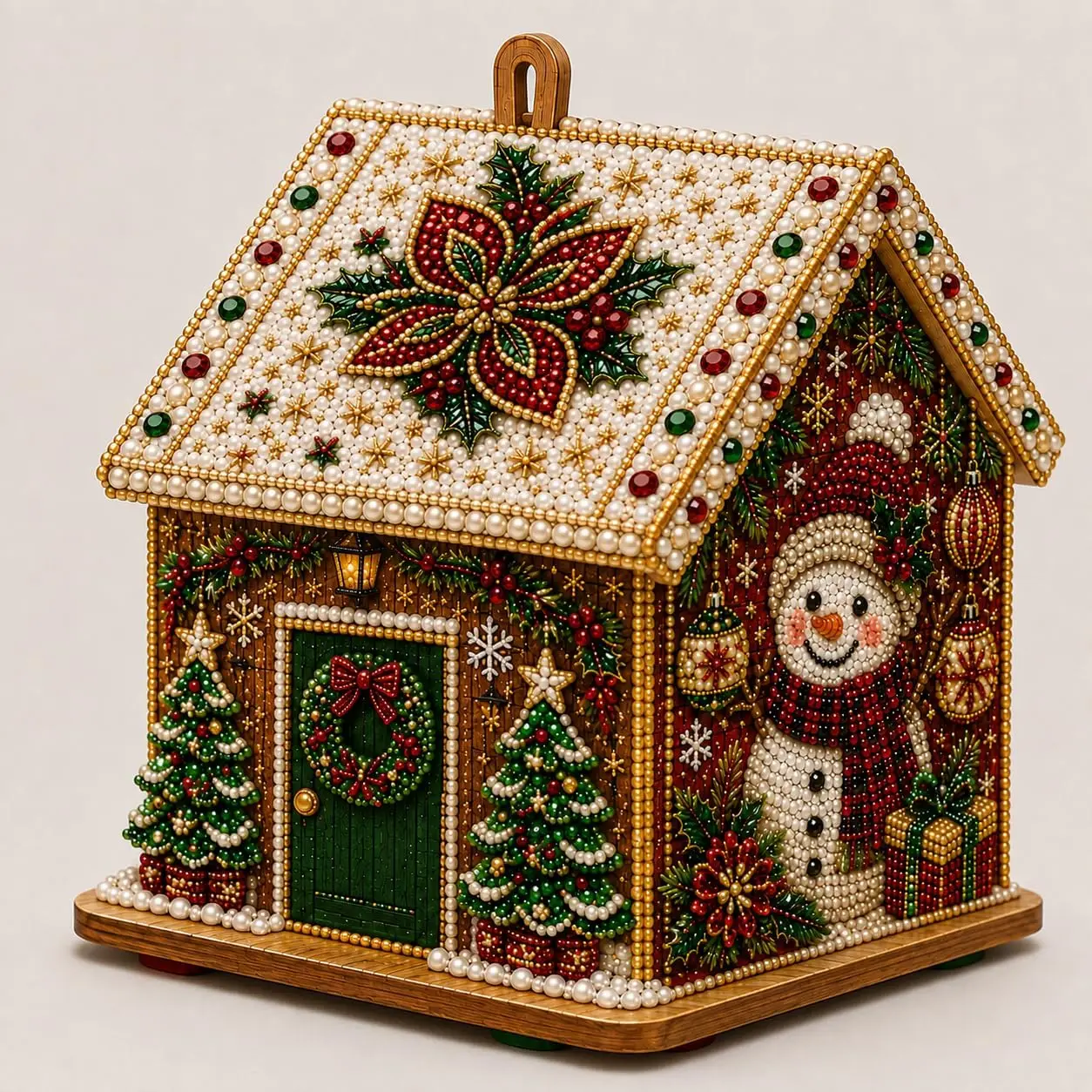 DIY 3D Assemblable Wooden Christmas Cottage Diamond Painting Kit Hanging Ornament Full Drill Tools For Xmas Tree Window Indoor - view 2