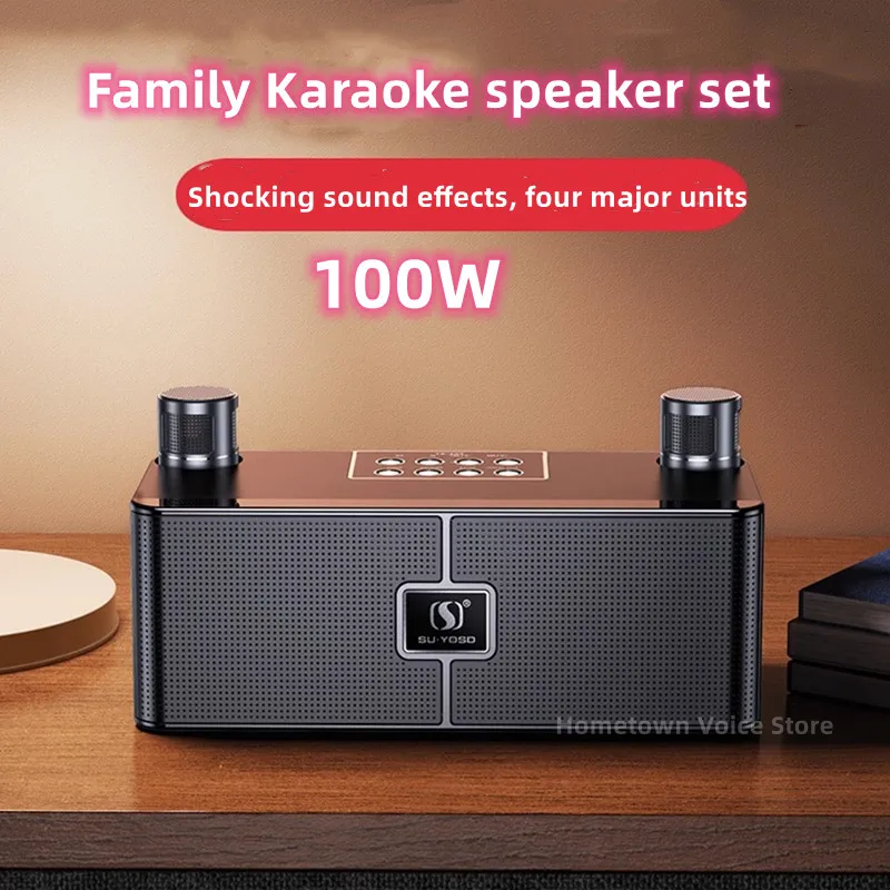 

Caixa De Som 100W High Power Bluetooth Karaoke Speaker Dual Speaker Wireless Home TV KTV Speaker Set Home Car Bluetooth Boombox