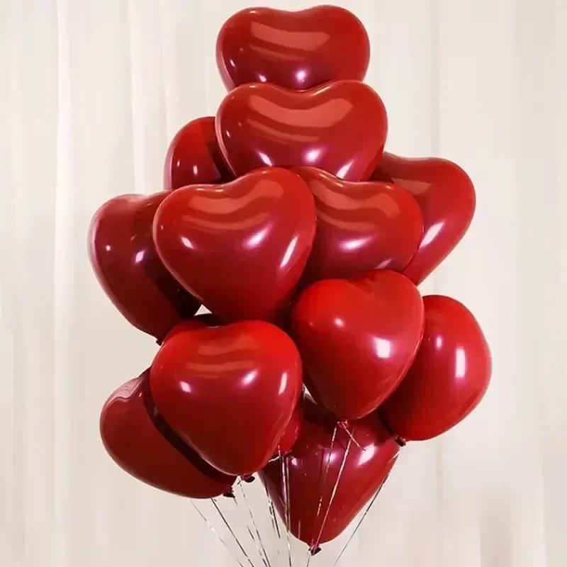 Wholesale Latex Red Heart Balloons Inflatable Love Shaped Balloon for Couple Valentine\'s Day Wedding Party Decoration Supplies