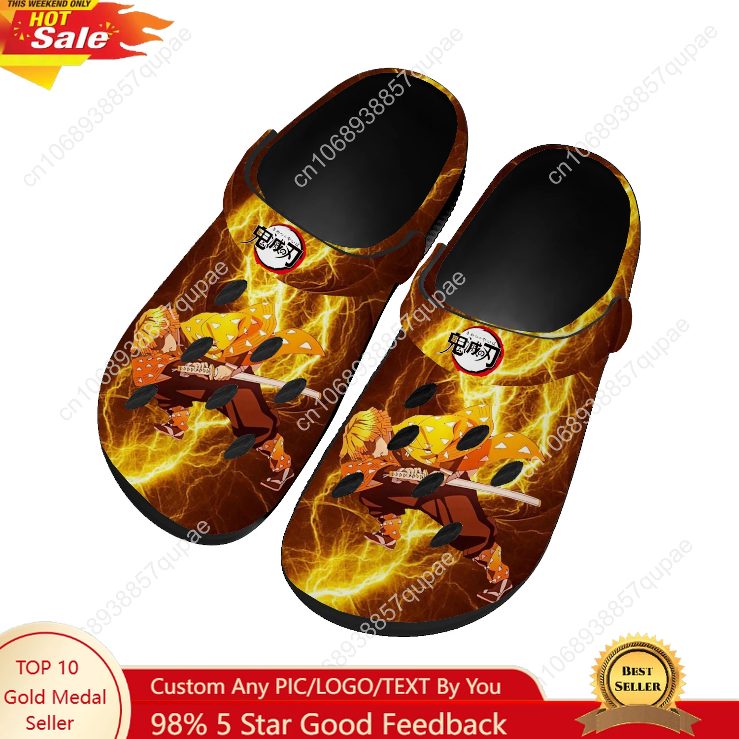 Agatsuma Zenitsu Home Custom Sandals Women Teenager Anime Fashion Water Shoe Garden Clog Breathable Comfort Beach Hole Slippers