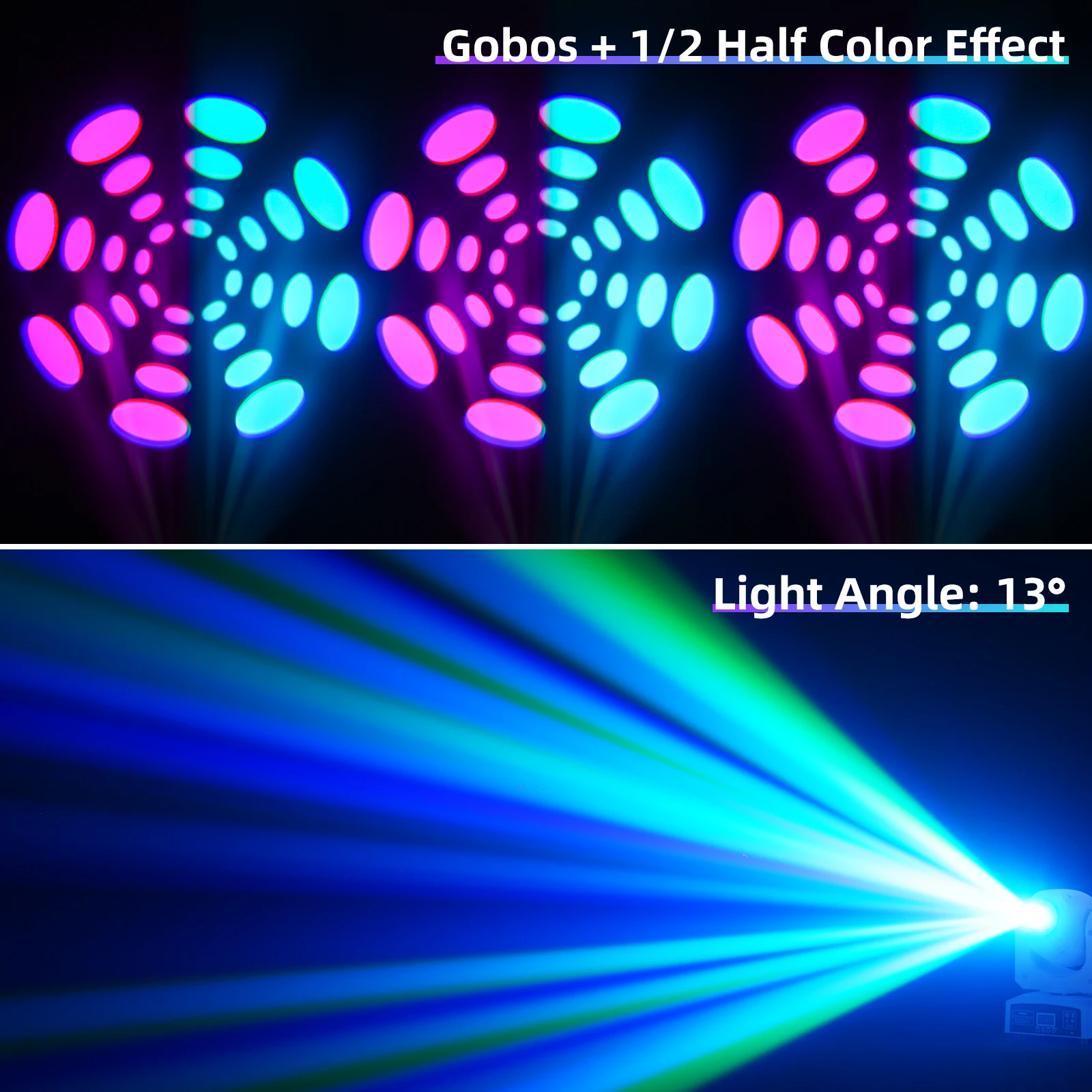 DayFlicker 2Pcs 120W White Stage RGBW LED Moving Head 8 Colors + 8 Gobos DMX512 Voice Control For Christmas Party Disco Wedding view 5