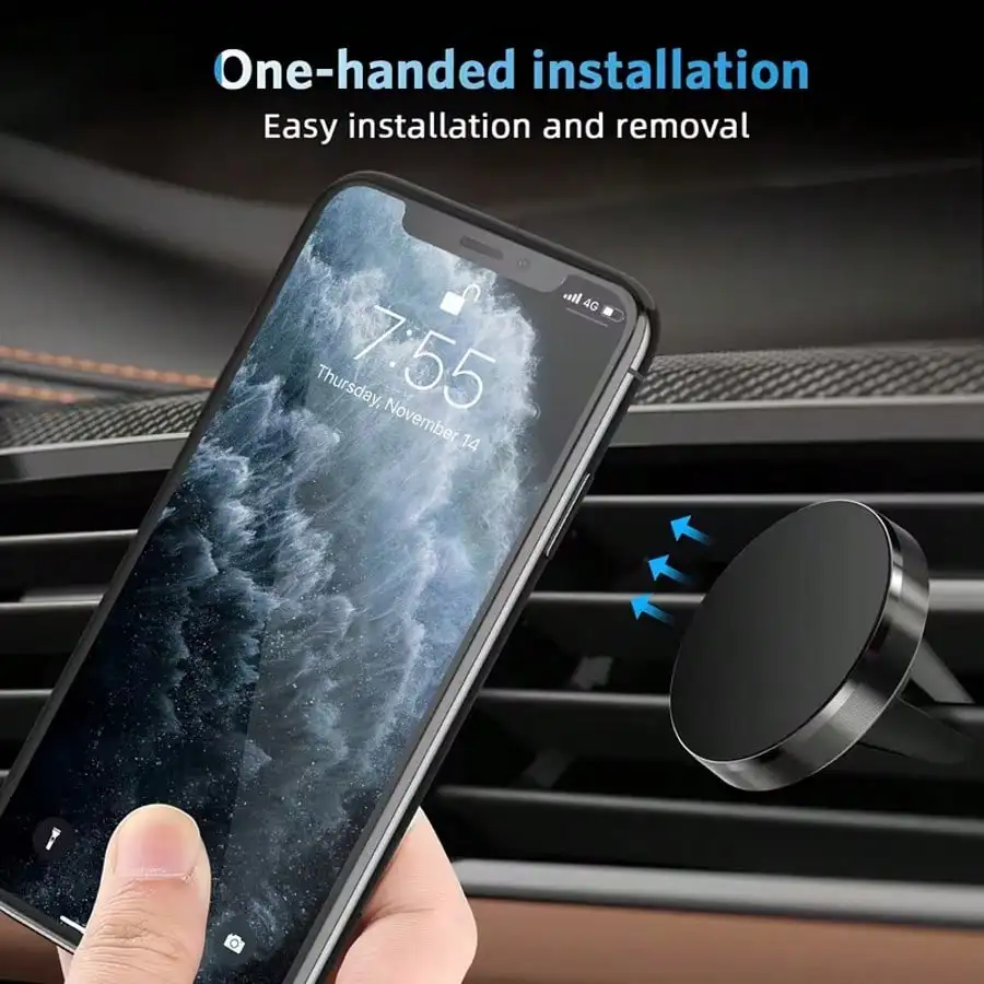 

1pc Magnetic Car Phone Holder, Magnetic Adsorption Car Navigation Bracket Compatible With IPhone, Android Phones, Fits Car Central Console, Great Gift For Birthday, Family, Friends