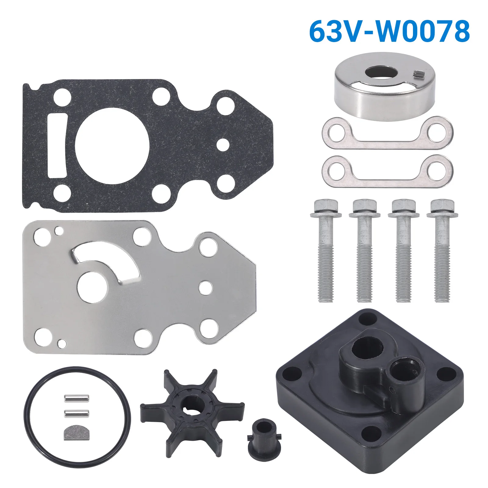 For Yamaha Parsun Hidea 2/4-Stroke 9.9HP 15HP Outboard Engine New 63V-W0078-00 Replaces Parts Water Pump Repair Kit 63V-44301
