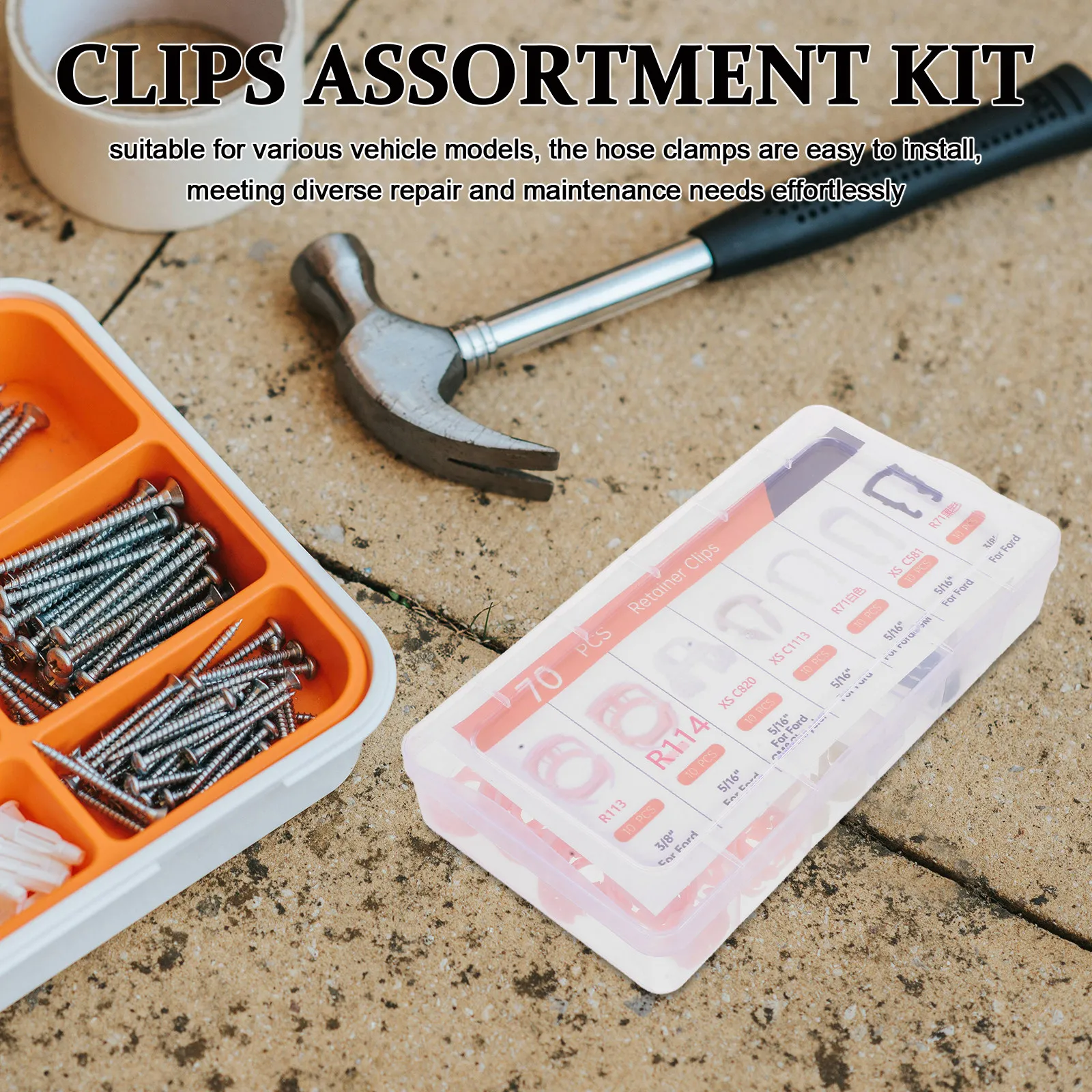 70Pcs Mini Hose Clamps Set Precision Line Clip Kit Anti Aging Heat Resistant for Automotive Fuel Vacuum Fluid Systems