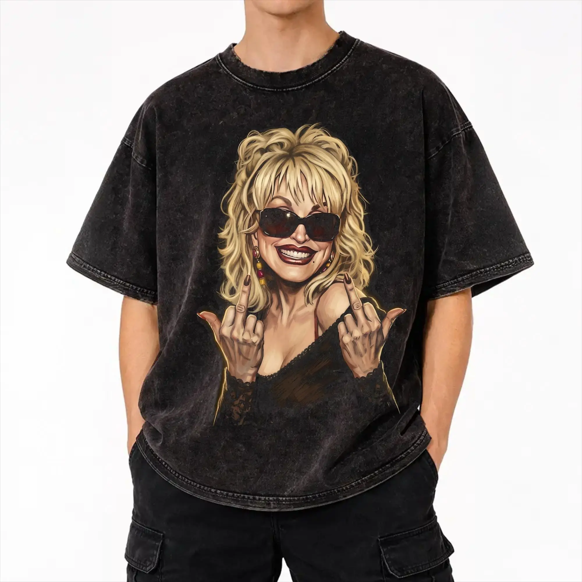 RIP Dolly Parton Apparel Washed T Shirts for Men Women Streetwear Hip Hop T-Shirt Summer  Tees Tops Cotton