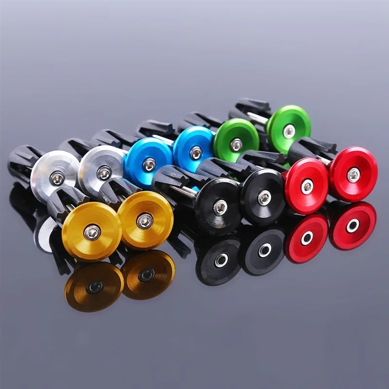 6 Colors 1 Pair Bicycle Handle Bar Cap End Plugs Bike Bicycle Aluminum Handlebar Grips Handle Bar Cap End Plugs Bicycle Parts