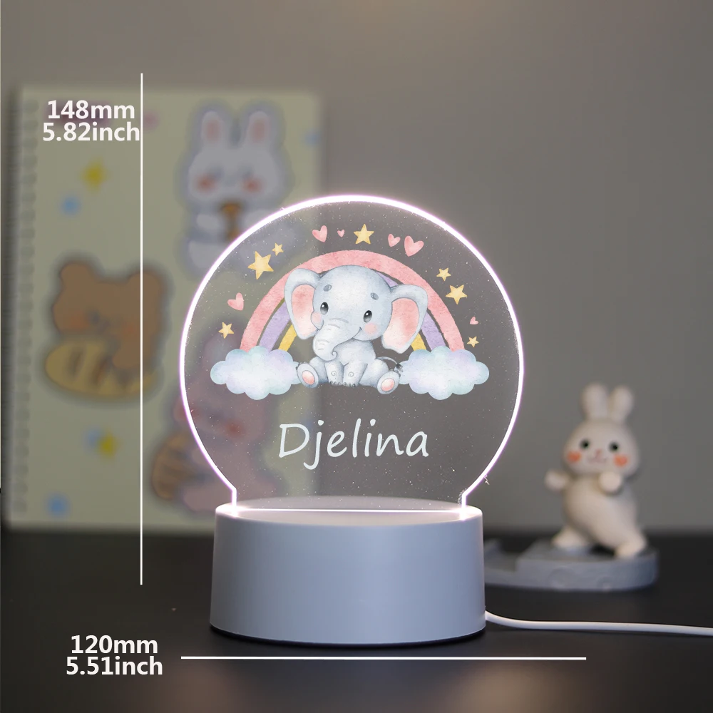 Personalized Custom Elephant Cartoon  3D Led Valentine\'S Day Bedside Lamp Usb Atmosphere Desk Lamp