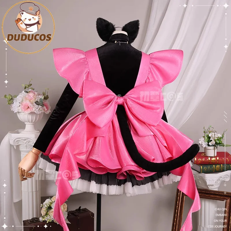 Kinomoto Sakura Cosplay Costume Anime carte Captor Sakura DUDU-R femmes Halloween mignon noir rose robe le THUNDER oreilles queue