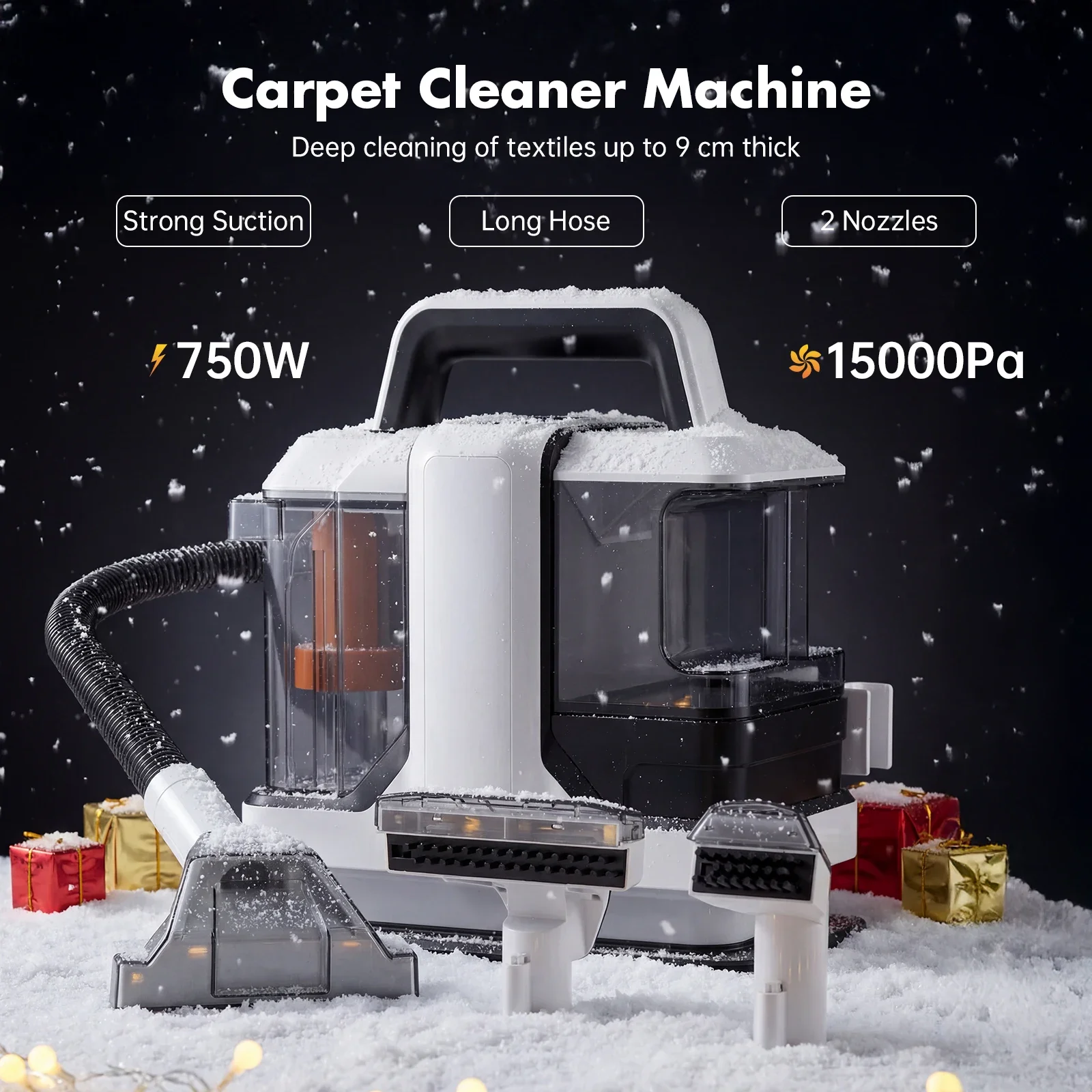 OMESER 750W Handheld Carpet Cleaner 15KPa Upholstery Portable Corded Spot Clean Machine Wet Fabric Carpet Sofa Cleaning Pet Car
