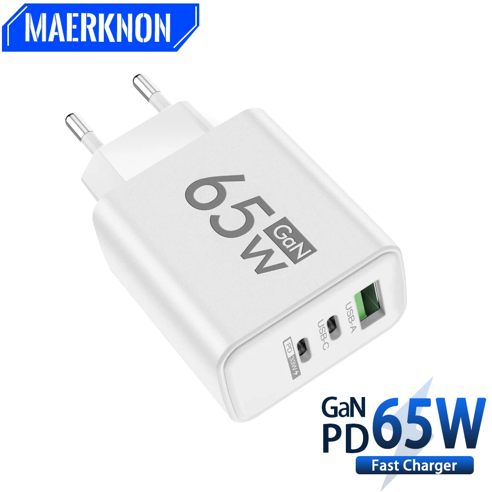 

GaN 65W PD USB Type C Fast Charging Quick Charger 5.0 Wall Adapter For iPhone 15 Xiaomi 13 Huawei Samsung Mobile Phone Charger