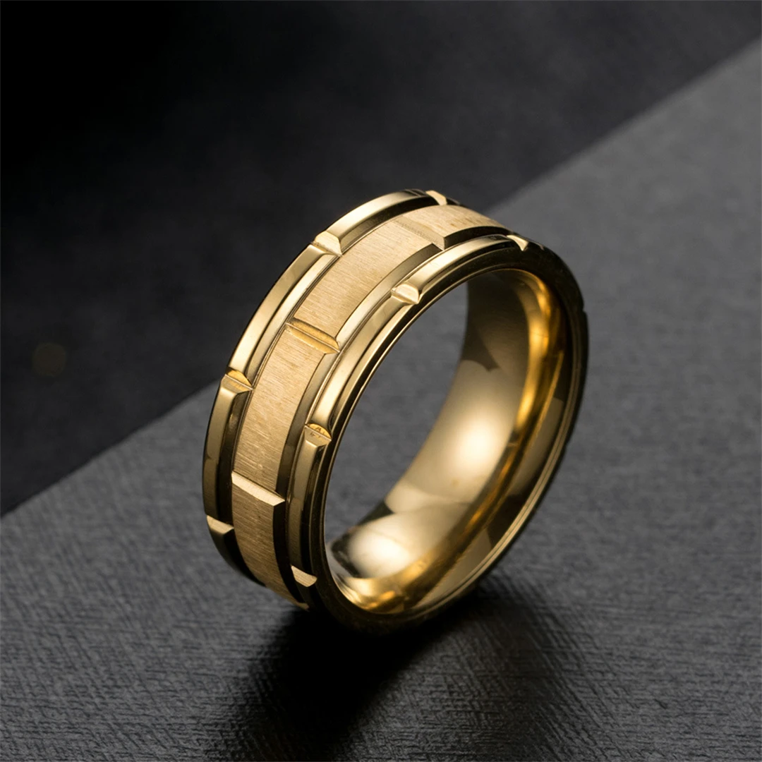 Anillo de 8mm para hombre, acero inoxidable negro, Popular, sólido, titanio, blanco, anillo de fiesta informal, accesorios de joyería