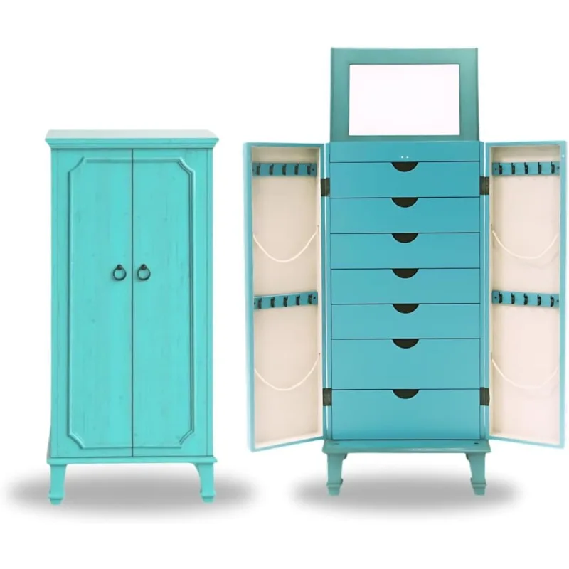 

9006-349 Carson Fully Locking Jewelry Armoire, Large, Turquoise