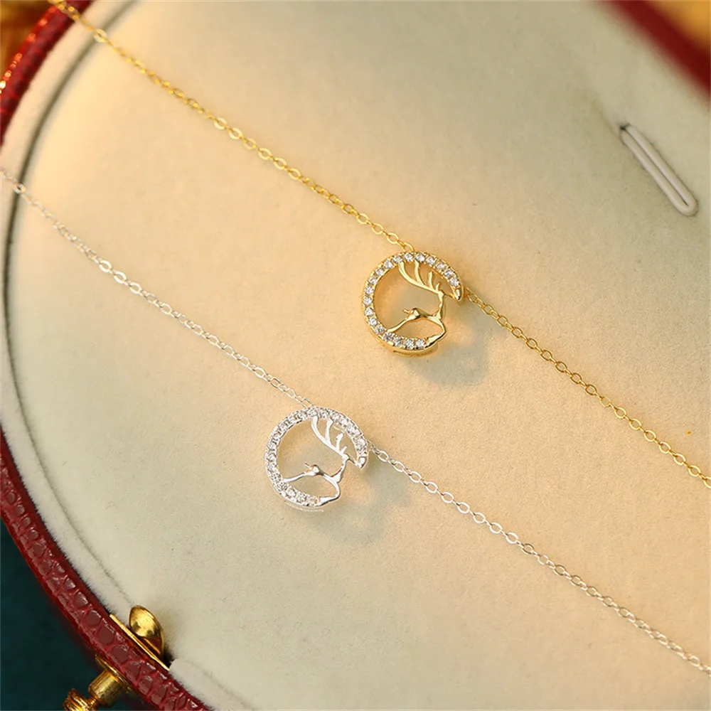 

Korean s925 Sterling Silver Collarbone Chain for Women, Crescent Pendant Shape, Sweet Cute Exquisite Design Sense Necklace