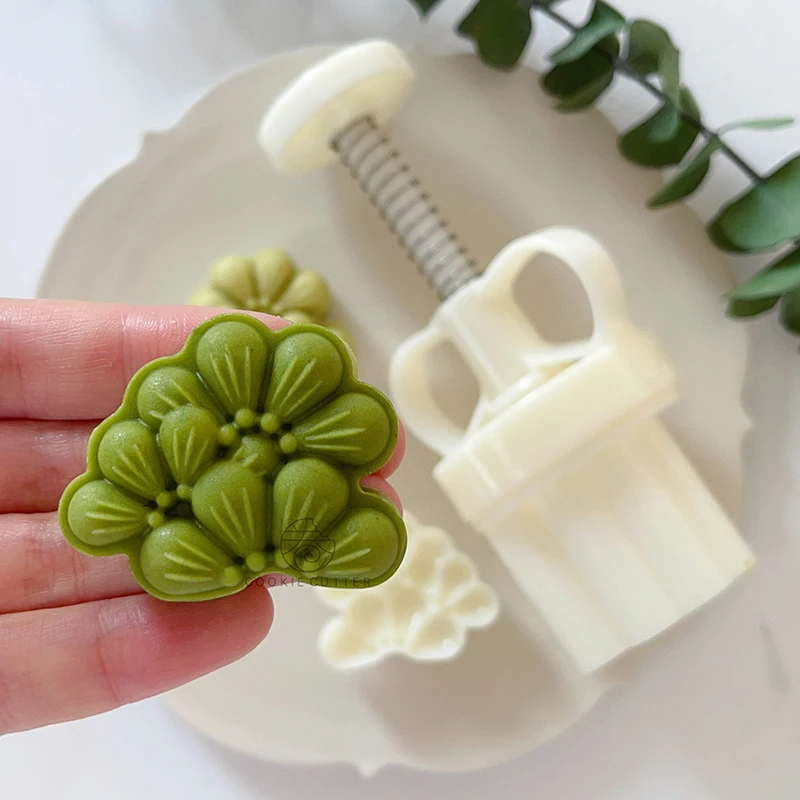 30g Pine Needle Mooncake Mould Botanical Shape Pastry Mold Mung Bean Cake Hand Pressed Mould Cake Decoration Home DIY Baking Too