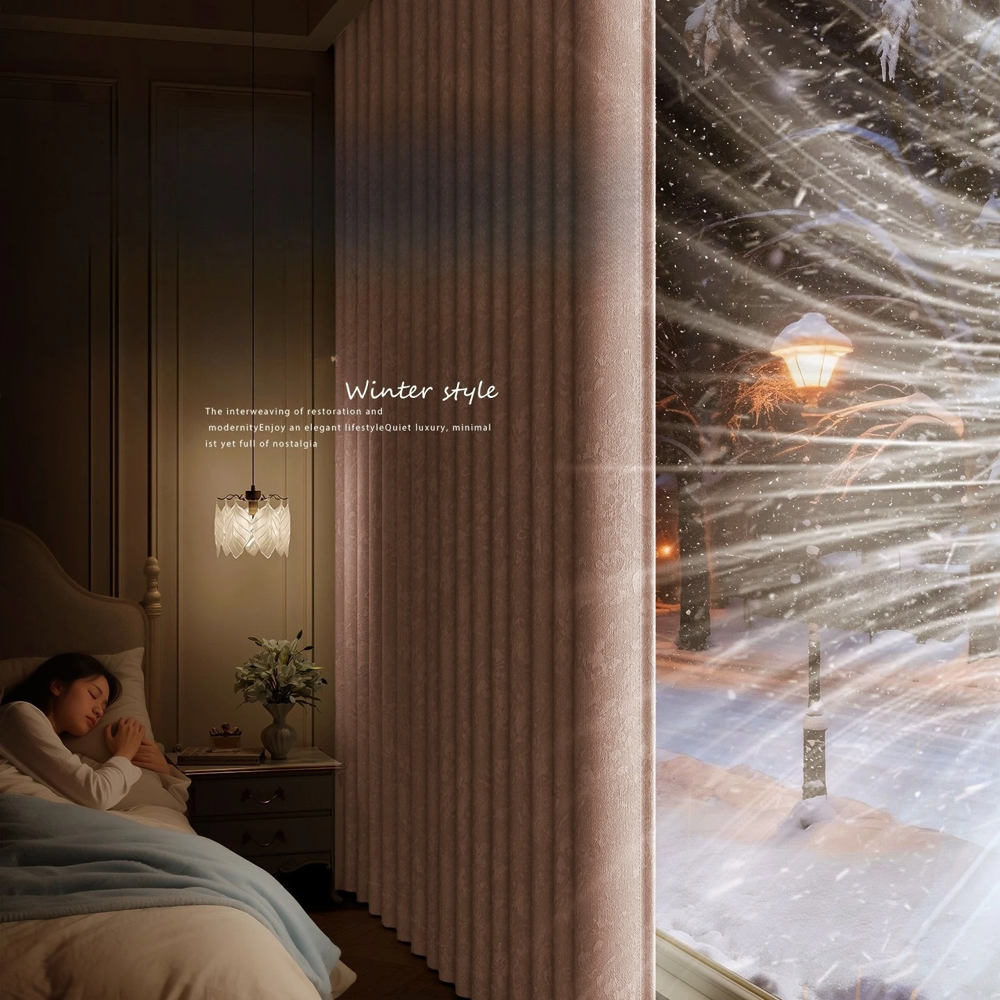 Customized  Thickened Winter Curtains for Windproof, Warm and Light-proof Bedroom and Cold-proof Living Room Window Decor Door