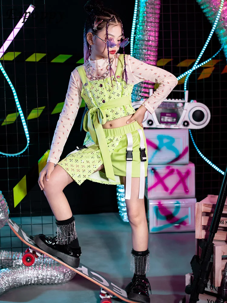 بدلة رقص الجاز للأطفال ، رائع ، أطفال وسيمون ، ملابس عصرية هيب هوب ، ملابس عصرية للفتيات