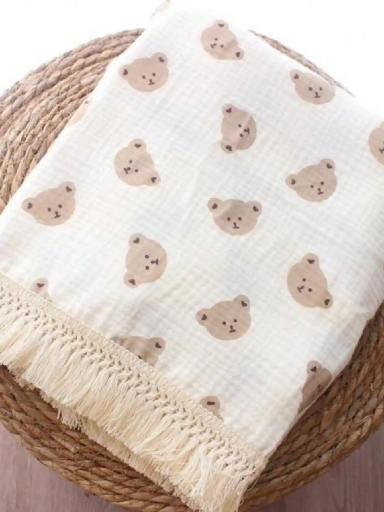 Children's Cuddle Blanket Multi Bear Head Tassel Wrap Baby Stroller Cover Blanket Baby Wrap Blanket