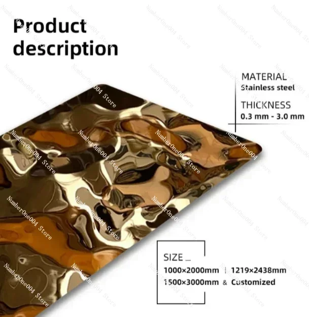 

Gold Colored Stainless Steel Plate Water Ripple Stainless Steel Sheet Wall Decoration ASTM JIS Cold Rolled Stainless Steel